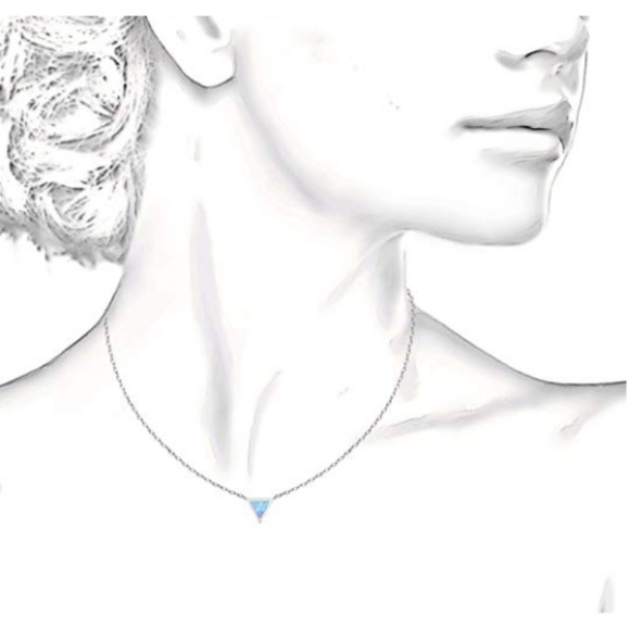 White Gold Plated Created Opal Necklace - Picture 3 of 5